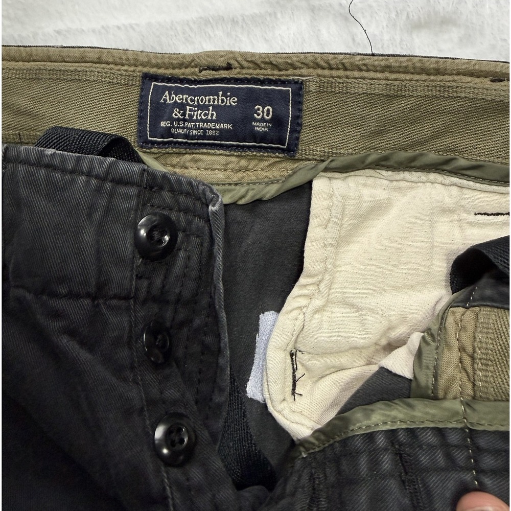 Abercrombie & Fitch Mens Cargo Shorts Navy Faded Utility Cotton Size 30 - Picture 4 of 4